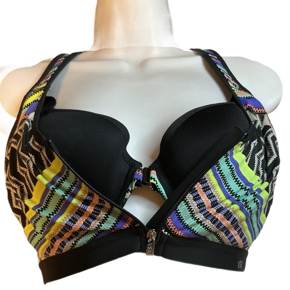 Victoria secret Knockout Front-Close Sports Bra Colorful Patterned 34C Bra - Picture 1 of 9